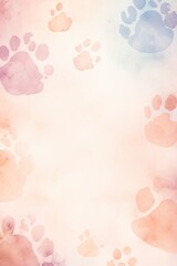 Fototapeta na wymiar an illustration of colorful cat and dog foot prints and trace, domestic animals and pets photo template background, vertical