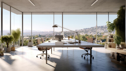 Fototapeta premium Minimalist design concrete office space