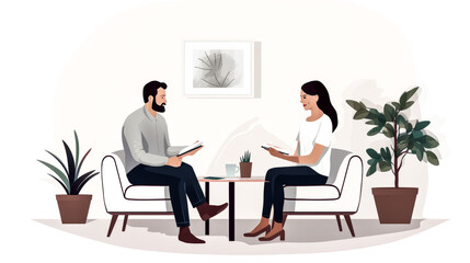 A person seeks guidance from a therapist in their office, discussing their mental health and well-being.