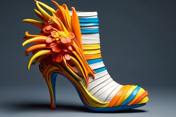 Foto op Plexiglas Explore a unique artistic portrayal showcasing the innovative and imaginative world of shoe fashion design. Ai generated © dragomirescu