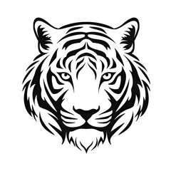 Obraz premium Tiger face on white background AI generative illustration