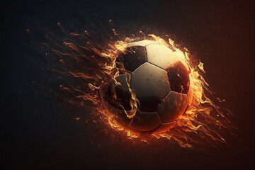 Naklejka premium Ignite your passion for football with a dynamic representation featuring a blazing ball on fire capturing the intensity and excitement of the beautiful game. Ai generated