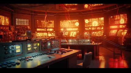 Interior of nuclear plant electrical control room