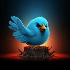 blue little evil bird