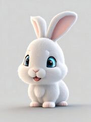 Obraz premium A white Rabbit Ai generated, Hare Happy life.