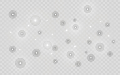 Sparks of dust and bright stars shine with a special light. Vector sparkles on a transparent background. Christmas light effect. Shiny magical dust particles.