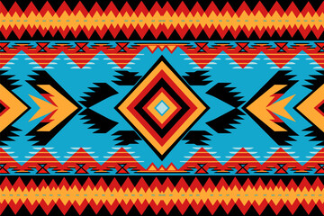 Indigenous tribal Ikat pattern, Vibrant handwoven geometric textile culture.