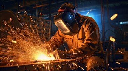 A factory where skilled workers are engaged in arc welding