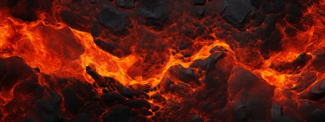 Foto auf Acrylglas Rot  violett Lava texture fire background rock volcano magma molten hell hot flow flame pattern seamless. Earth lava crack volcanic texture ground fire burn explosion stone liquid black red inferno planet relief.