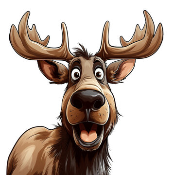 a funny cartoon moose isolated on white
