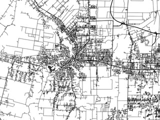 Vector road map of the city of  Binjai in Indonesia with black roads on a white background.