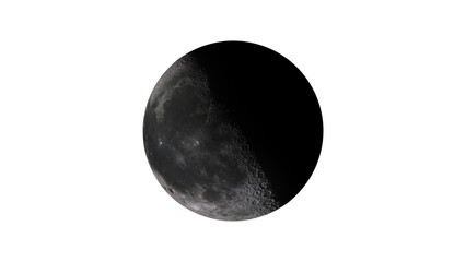 A detailed photo of the moon. Lunar Phases (waxing, waning moon) with Alpha Channel