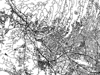 Vector road map of the city of  Cimahi in Indonesia with black roads on a white background.