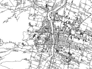 Fototapeta na wymiar Vector road map of the city of Kediri in Indonesia with black roads on a white background.
