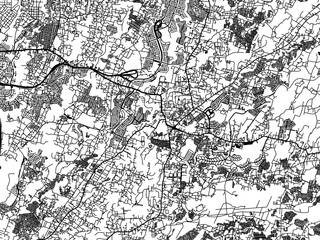Vector road map of the city of  Cileungsir in Indonesia with black roads on a white background.