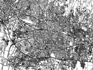 Vector road map of the city of  Bandung in Indonesia with black roads on a white background.