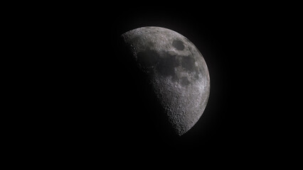 A detailed photo of the moon (waxing moon)