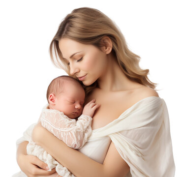Fototapeta mother and baby isolated on transparent background