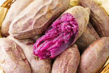 Special Chinese snack roasted sweet potato on simple background