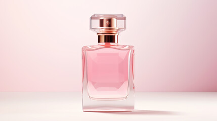 Pink blank perfume glass bottle mockup design. Cosmetic product image