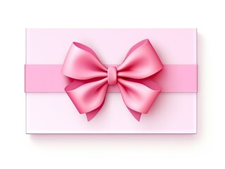 card with a pink bow on white Generative Ai