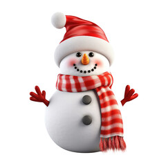 Snowman Christmas and New Year decoration clipart for design isolated on transparent background