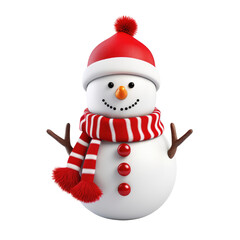 Snowman Christmas and New Year decoration clipart for design isolated on transparent background