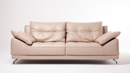 sofá confortável moderno para dois acentos bege  sobre fundo branco