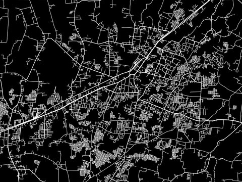 Vector road map of the city of  Jember in Indonesia with white roads on a black background.