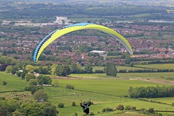 Paragliding above Westbury in Wiltshire