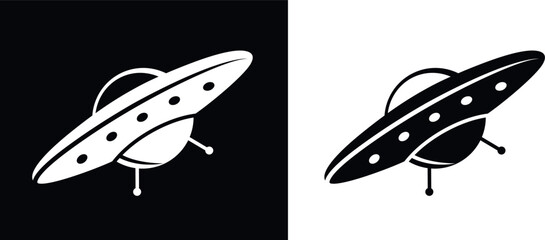 Flying saucer logo. Isolated flying saucer on white background - obrazy, fototapety, plakaty