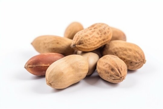 A group of peanuts isolated on a white background. Generative AI