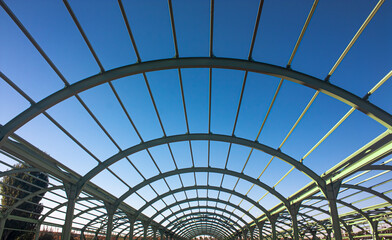 Steel construction unfinished structure. Photograph.