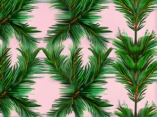 Painted background with flat fir branch.