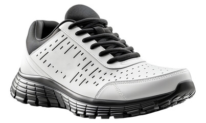 Black white shoe photo mockup with side view, isolated on transparent background, ai generative