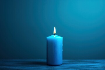 Serene Blue candle background. Flame advent light. Generate Ai - Powered by Adobe