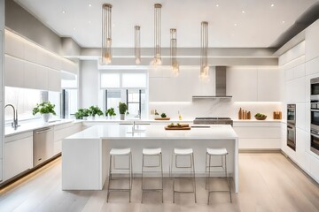 Fototapeta na wymiar modern white kitchen that epitomizes sleek and elegant design.