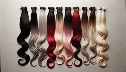 samples of different Hair extension colors