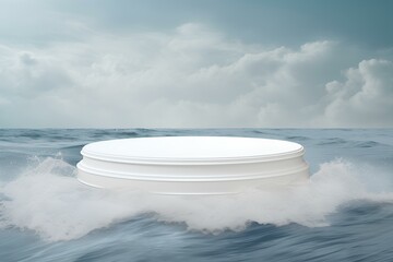 podium on water. podium in sea waves for product presentation and display