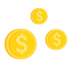 Vector Flat money Icons. Isolated Dollar Cents Sign and USD Coins. USA Payment system. Dollar sign abstract. Flat Design Global Currency. Payment and Economy Concept Isolated Vector Design Elements. 