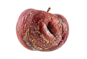 rotten apple fruit isolated on white. side view brown rotten apple on a white background