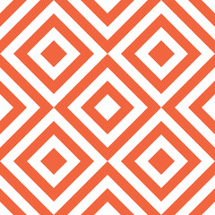Seamless geometric pattern with line rhombus on coral background. Print for fabric background, textile