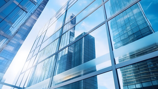 Reflective skyscraper modern office building