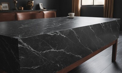 Professional design background with expensive black granite. Dark stone table