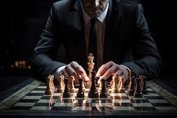 Foto op Plexiglas ustawianie pionków w szachach, gra w szachy na wysokim poziomie © Pawe