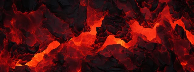 Keuken foto achterwand Donkerrood Lava texture fire background rock volcano magma molten hell hot flow flame pattern seamless. Earth lava crack volcanic texture ground fire burn explosion stone liquid black red inferno planet relief.