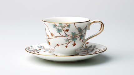 a cup and saucer with a floral design on it.  generative ai