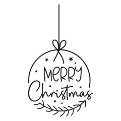 Obraz premium Christmas balls with Christmas tree, Merry Christmas door hanger