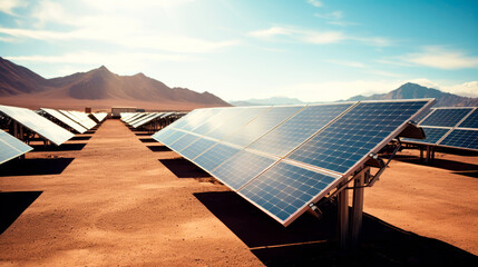 industrial solar panels in Atacama desert  - obrazy, fototapety, plakaty