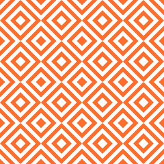 Seamless geometric pattern with line rhombus on coral background. Print for fabric background, textile